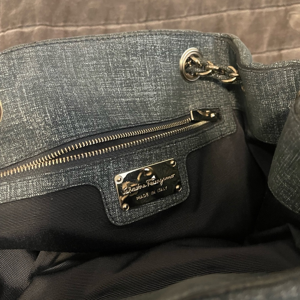 Salvatore Ferragamo Quilted Gray Chain-Handle Hobo Bag - Picture 2 of 5